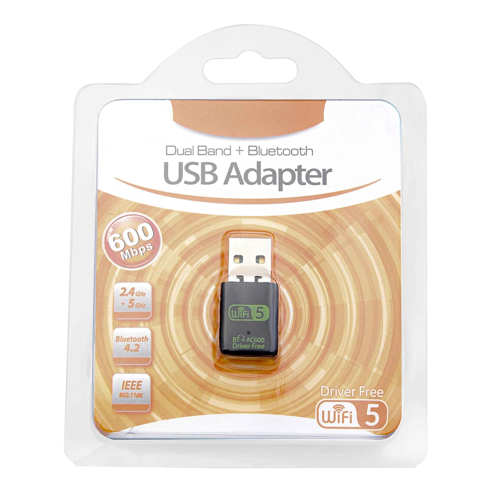 

600Mbps USB 2.0 WiFi BT 4.0 Adapter 2.4GHz+5.8GHz Dual-Band Wireless Network Card Receiver with 2dBi Antenna DRIVER FREE