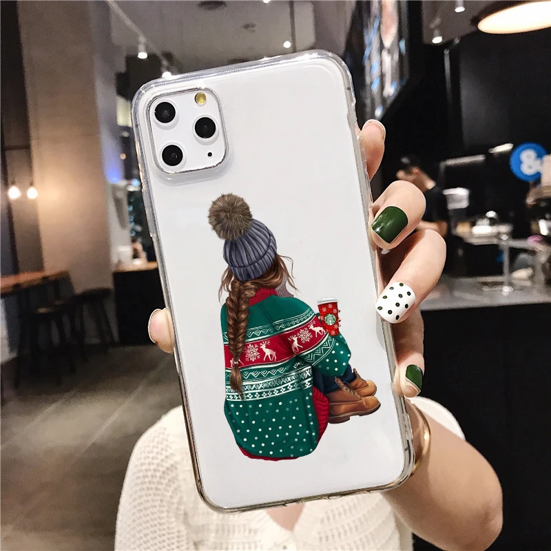 2021 новогодний модный Рождественский силиконовый чехол для девочек iPhone 12pro Xs 11 Pro