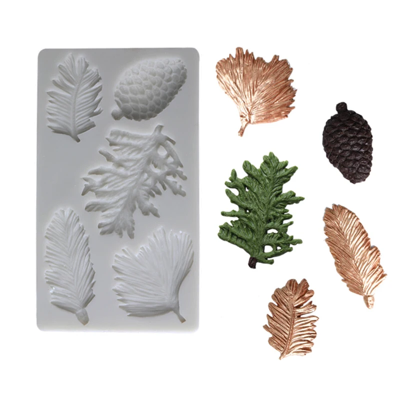 

Рождественские сосновые конусы, листья, форма, силиконовая форма, инструмент для украшения торта мастикой, конфеты, инструменты для выпечки