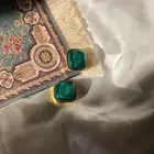 Серьги-гвоздики женские, геометрические, квадратные, золотистого цвета