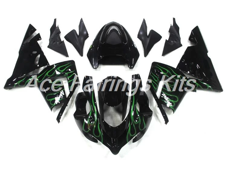 

4Gifts New ABS Motorcycle Full fairing kits fit for Kawasaki Ninja ZX-10R 2004 2005 10R 04 05 fairing set custom green flame