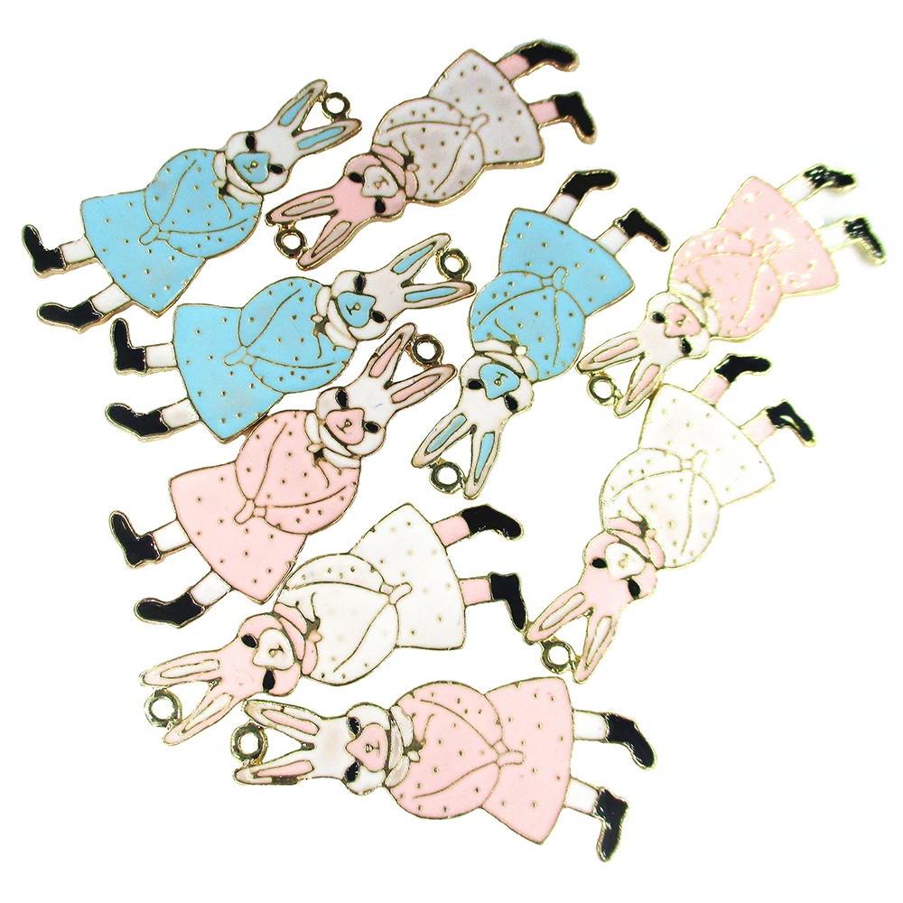 8 штук милых кроличьих эмалированных подвесок для сережек, капель масла, животного тега, ювелирных изделий, аксессуаров для самостоятельного изготовления