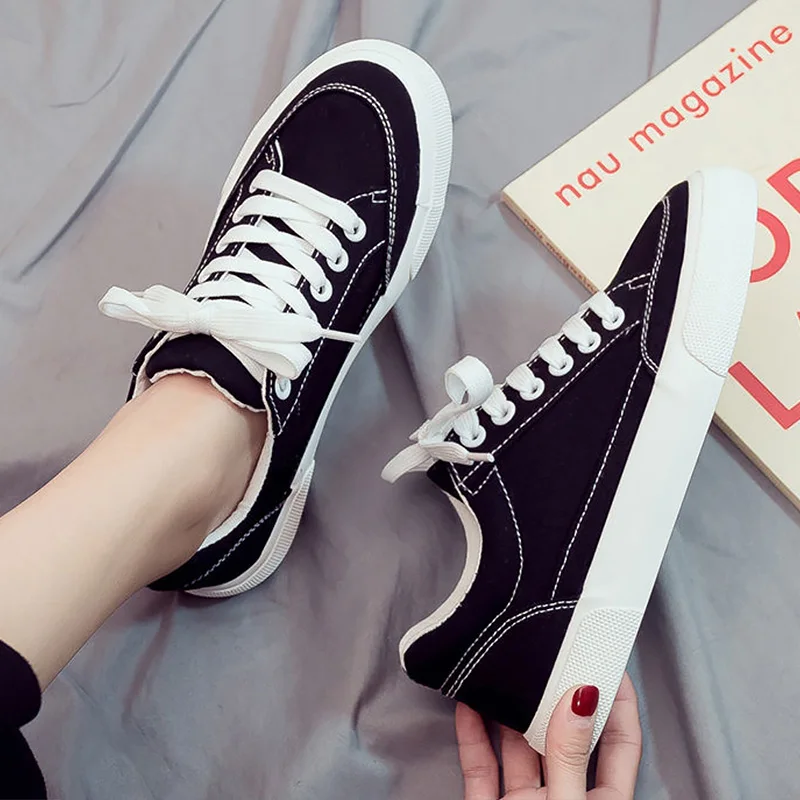 

Vulcanized Shoes Men Canvas Leather Sneakers Boys Sport Shoes 2020 Fashion Black White Shoes Man Comfortable Sneakers