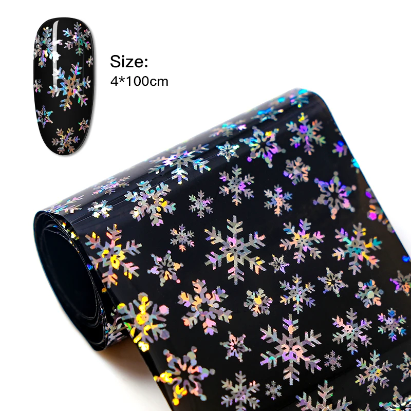 Четыре лилии лазерные блестящие рождественские наклейки для ногтей снежинки