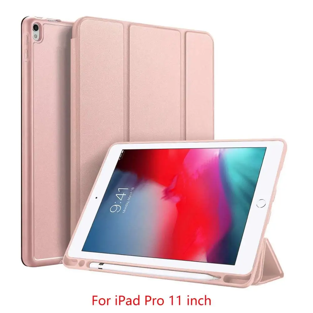 Pink Pro 11 DUX DUCIS умный чехол для iPad Air PU кожаный флип Мягкий Чехол для iPad 9,7 Pro 10,5 11 12,9 Mini 5+ карандаш держатель - Цвет: Pink Pro 11