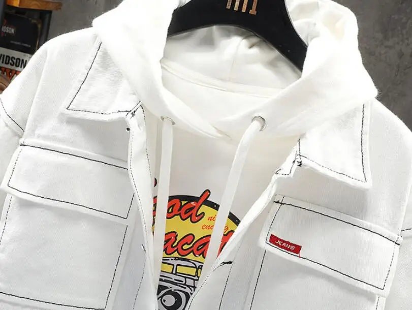 

2020 Autumn new Stitching color Loose Denim jacket Men fashion Plus size 4XL Jean jackets Man coat w1141