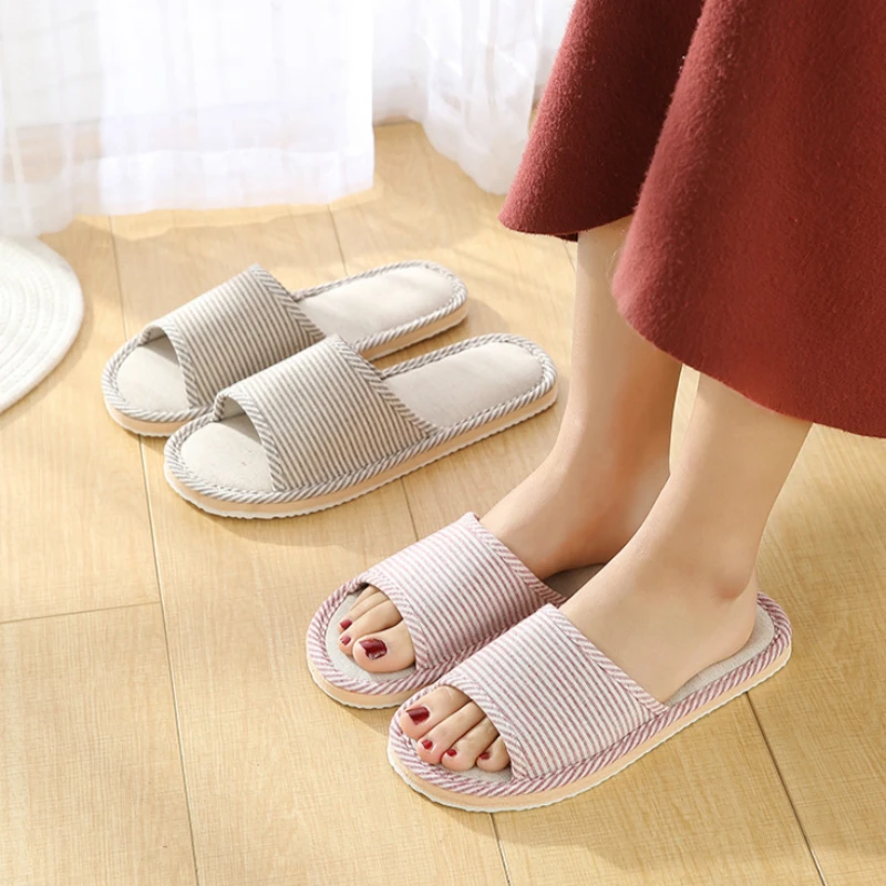

Women Indoor Slippers Floor Flat Shoes Spring Autumn Linen Flip Flops Home Slippers Female Comfortable Zapatillas de hombre New
