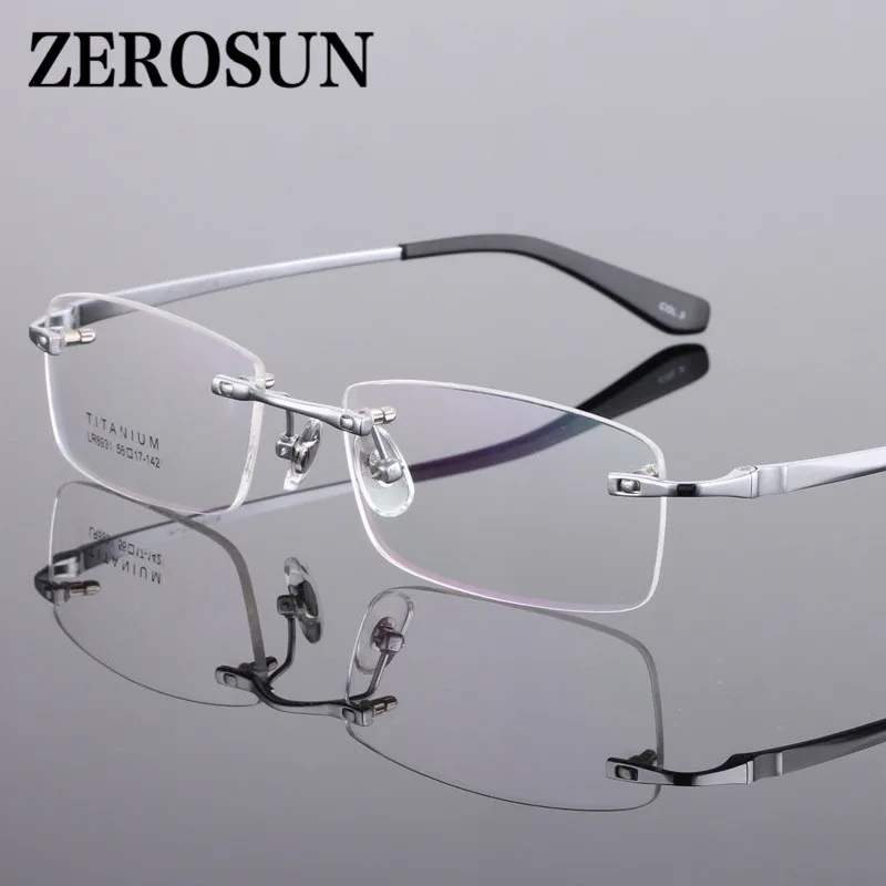 Zerosun титановые очки мужские без оправы оправа для мужчин Золотые рецепта