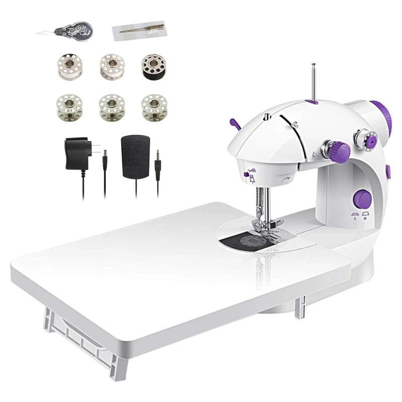

Hot SV-Mini Portable Sewing Machine with Extension Table Sew Needlework Clothes Electrec Sewing Machine Stitch Set-US Plug