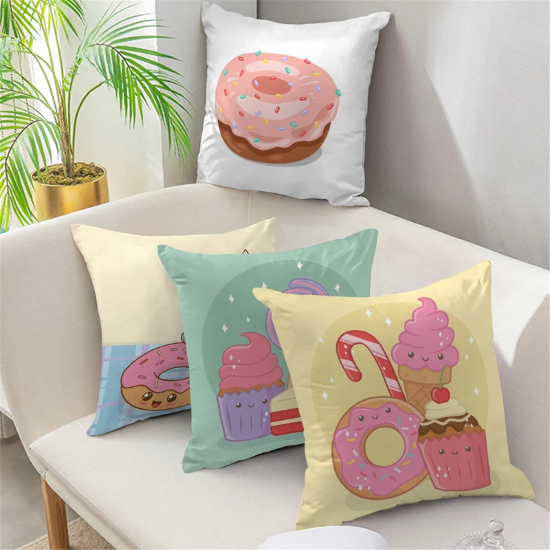 Милый пончик печати Декоративные Чехлы на подушку квадратный пончики Макарон