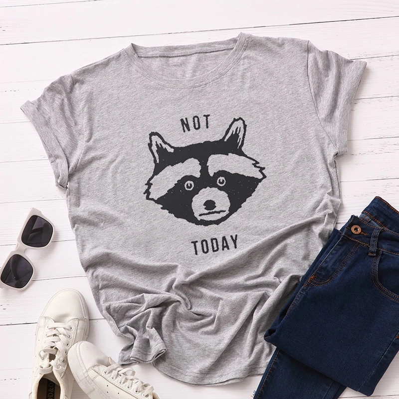 

Women Cotton Plus Size T-Shirt Top Graphic Tee Female Short Sleeve Tops Tees Cute Animal Letter Not Today Print Funny Shirts