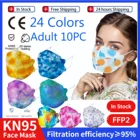 Маска KN95 для взрослых, 24 цвета, маска FPP2, маска, 10 шт., модная маска с принтом в виде фруктов и галстука, маска FFP2 CE