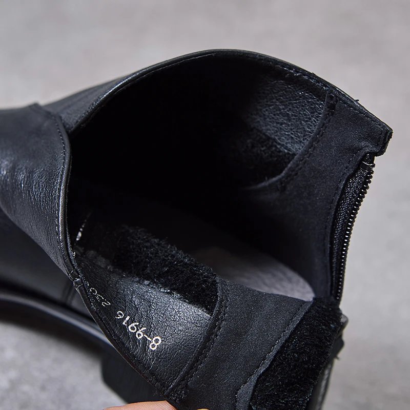 Модные ботинки женские ботильоны из натуральной кожи черная элегантная женская