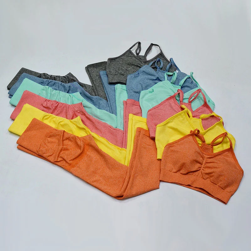 

2PCS Seamless Yoga Set High Waist Sexy Bra Set Gym Clothing For Women Sportwear Women Set Workout Fitness Gym Suit Academia