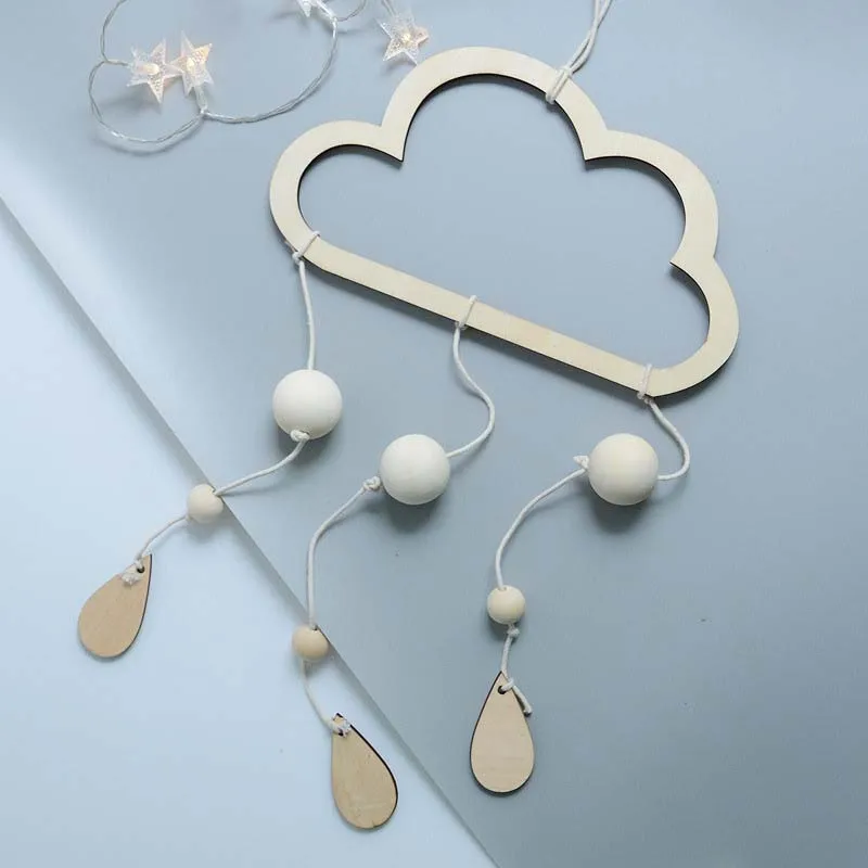 

1Pc Creative Clouds-Planets Raindrops Stars Wooden Home Living Room Kids Room Wall Hanging Pendant Decoration Simple Atmosphere
