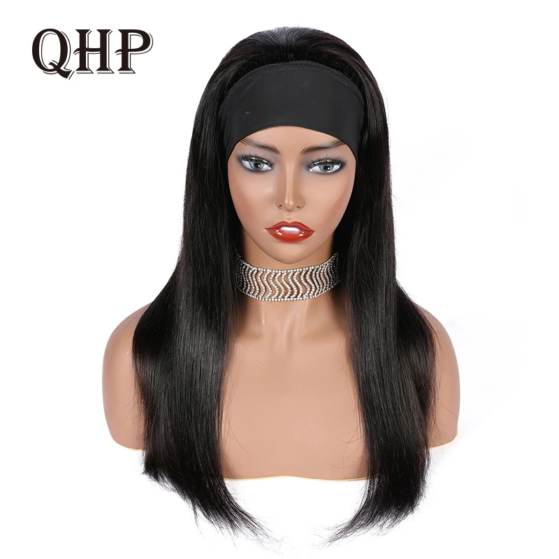 

Straight Headband Wig Human Hair Wigs For Women Glueless Scarf Wig Brazilian Remy Hair With 180% Density