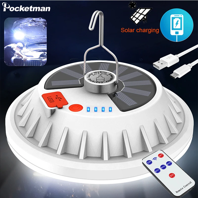 

300W USB Перезаряжаемые Светодиодный лампа солнечная зарядка Кемпинг Светильник Рынок светильник аварийный светильник дистанционного Управл...