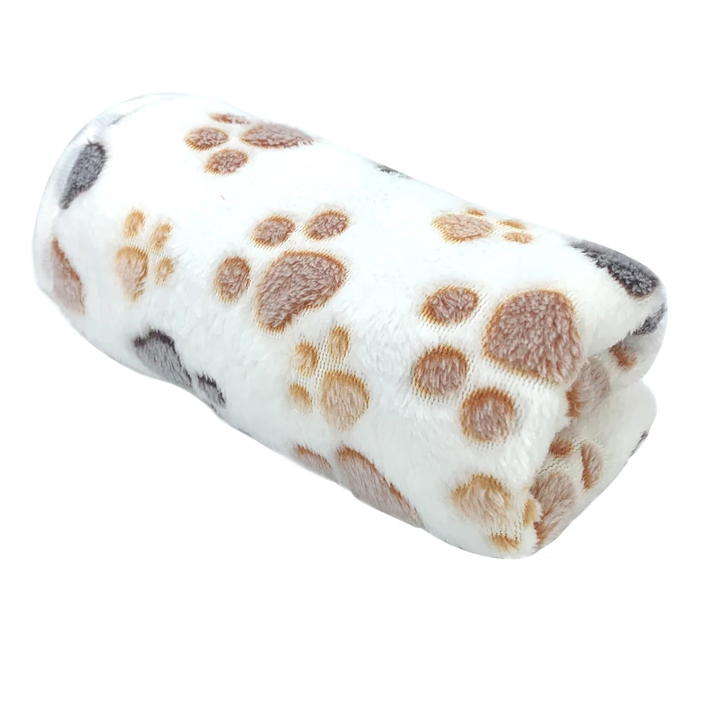

Pet soft warm blanket Winter Coral plush paw print blanket Cat and dog mattress Medium small dogs cats coral fleece Pet supplies