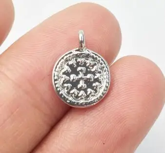 Rhodium silver Eruifa 20 шт 10 мм Новая монета с крестом Подвески ожерелье, серьги ювелирные изделия DIY ручной работы золотой свинец/никель бесплатно - Окраска металла: Rhodium silver