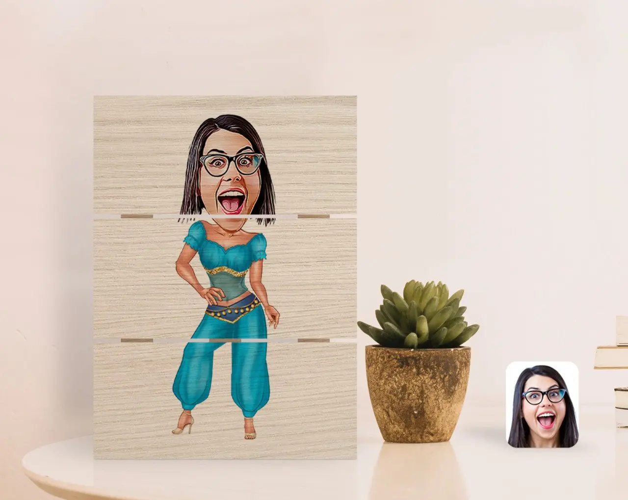 

Персонализированная Восточная карикатура подлинных настольных деревянных поддонов e-1