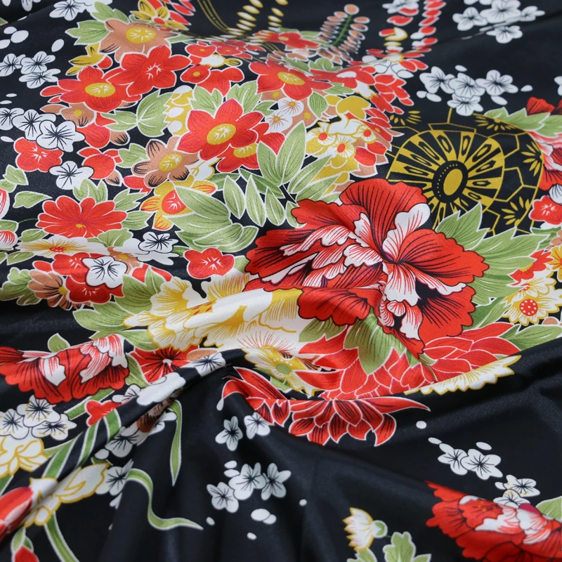 Винтажные Цветы японское кимоно текстиль мягкая ткань имитация шелка и
