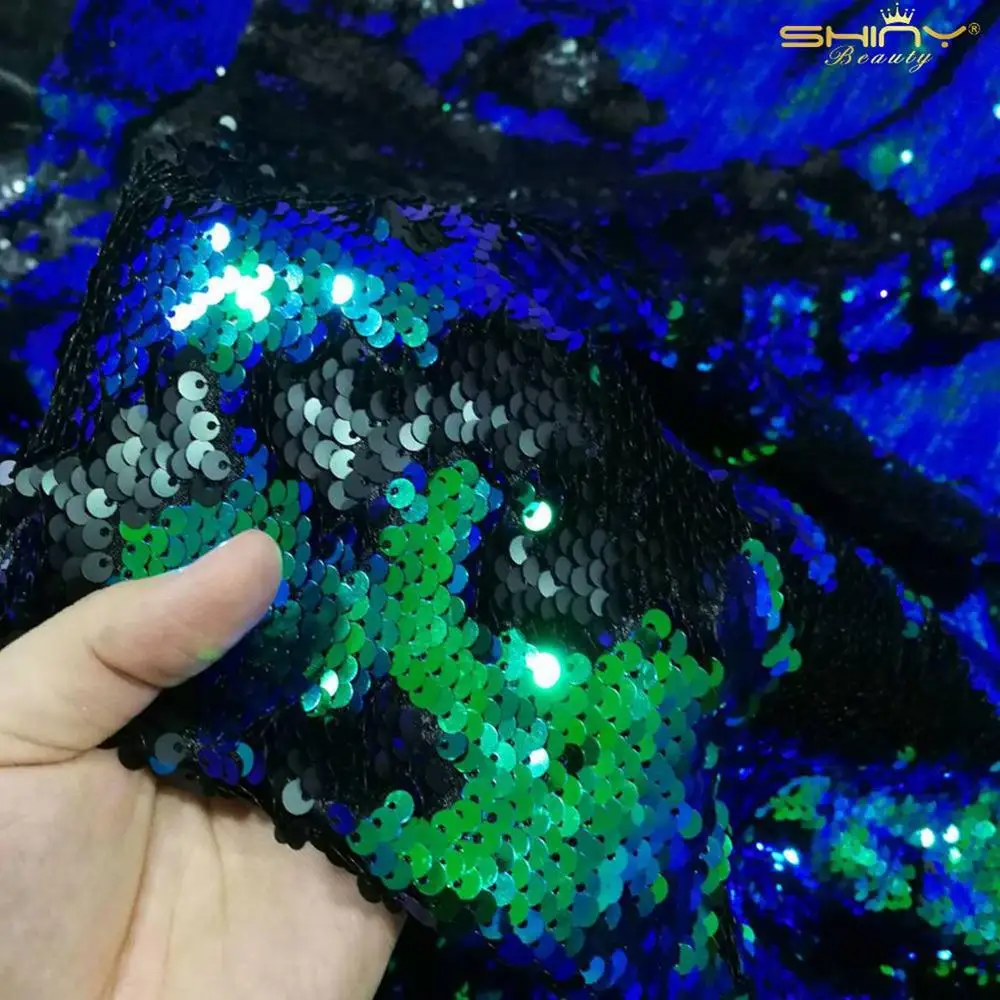 5 мм черная блесток ткань 2 ярдов градиент Реверсивные ткани двора для одежды DIY