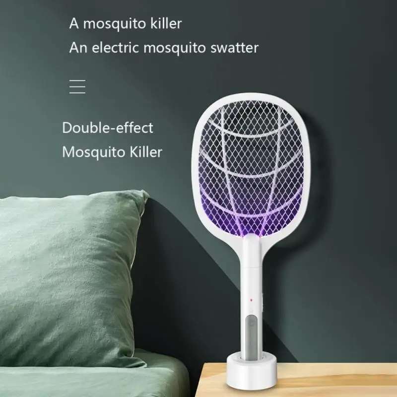 

2 In 1 Electric Insect Racket Swatter Zapper USB Rechargeable Mosquito Swatter Kill Fly Bug Zapper Killer Trap Pest Control