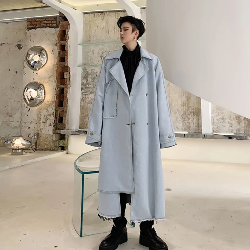 Мужская винтажная уличная одежда в стиле хип хоп панк Длинный стильный джинсовый