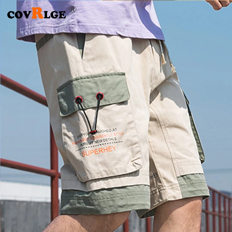

Новые летние мужские шорты-карго с карманами и буквенным принтом, уличная одежда из хлопка в стиле Харадзюку, мужские короткие брюки с карма...