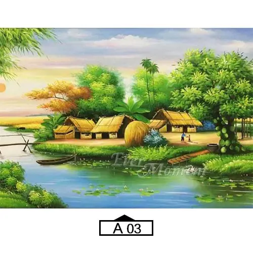 A03 Алмазная картина Ever Moment, пейзаж, дом, река, Полная площадь, стразы, 5D, сделай сам, алмазная вышивка ASF1807 - Цвет: A03