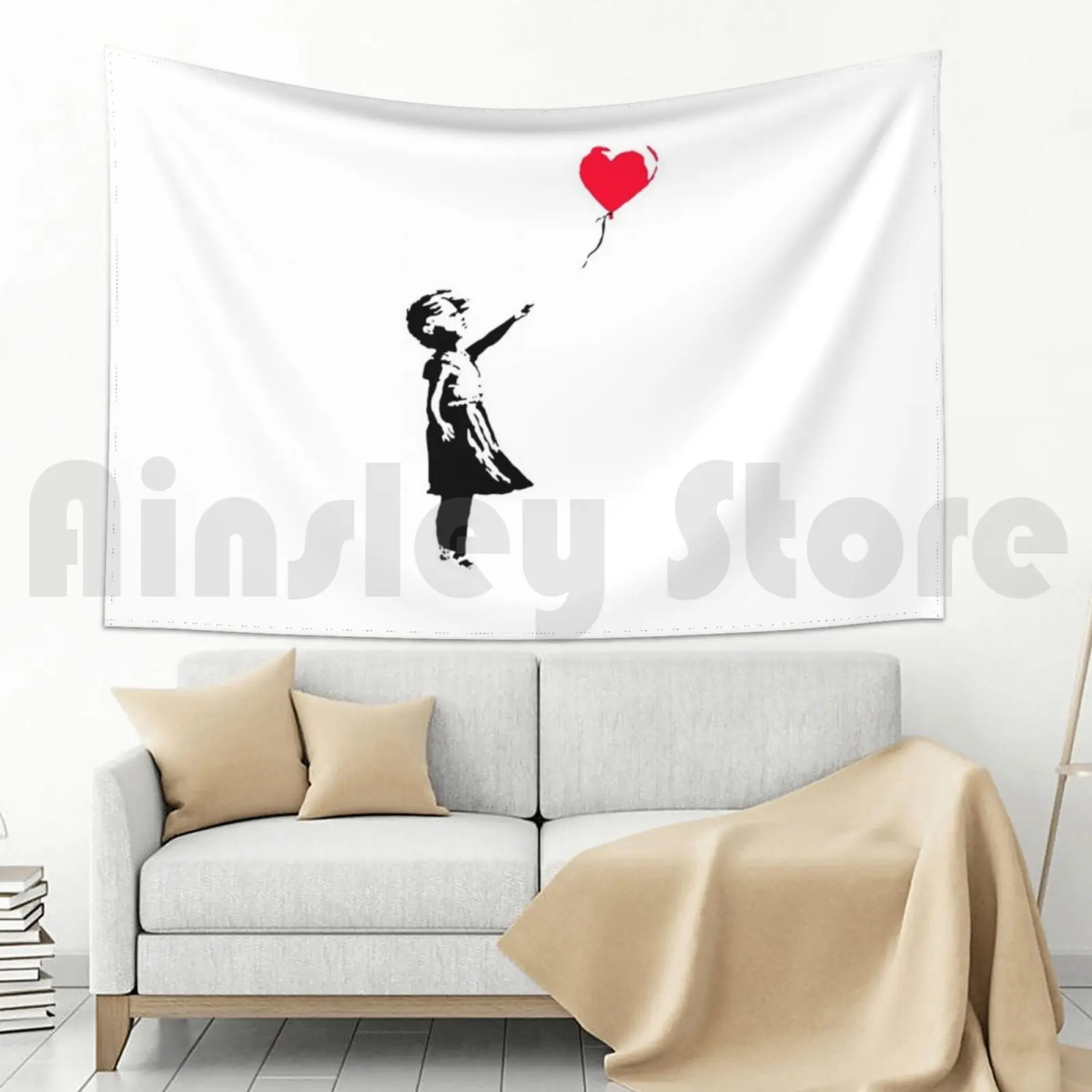 Гобелен Бэнкси девушка с воздушным шаром измельченный художественный трафарет