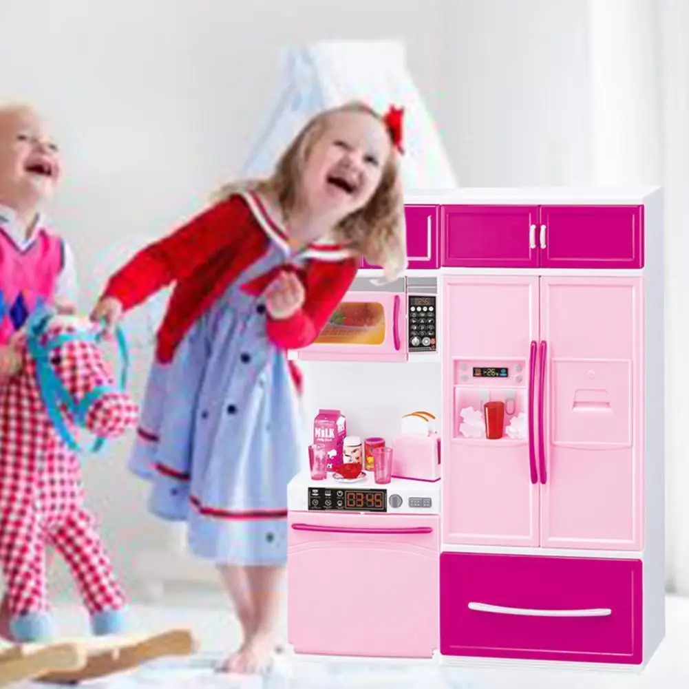 

Детская мини-кухня, имитация кухонной утвари, подарок, розовая игрушка для приготовления пищи, праздничная игрушечная коробка, Подарочный ш...