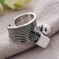 new arrival 30 silver plated customized shaking square ball lady open rings wholesale jewelry female birthday gift