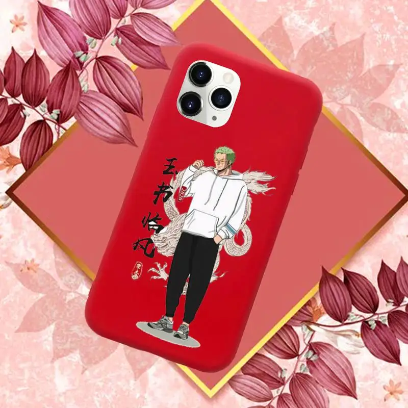 

One Piece Zoro Japanese Manga Phone Case Red Candy Color for iPhone 11 12 mini pro XS MAX 8 7 6 6S Plus X SE 2020 XR