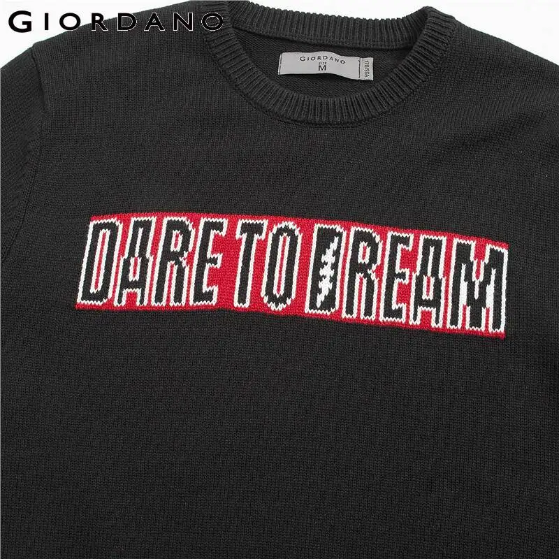 Мужской толстый свитер Giordano хлопковый пуловер с длинным рукавом и круглым