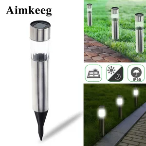 Уличный Водонепроницаемый светодиодный фонарь Aimkeeg на солнечной батарее, садовый светильник из нержавеющей стали для двора, дорожек, газона, украшение сада