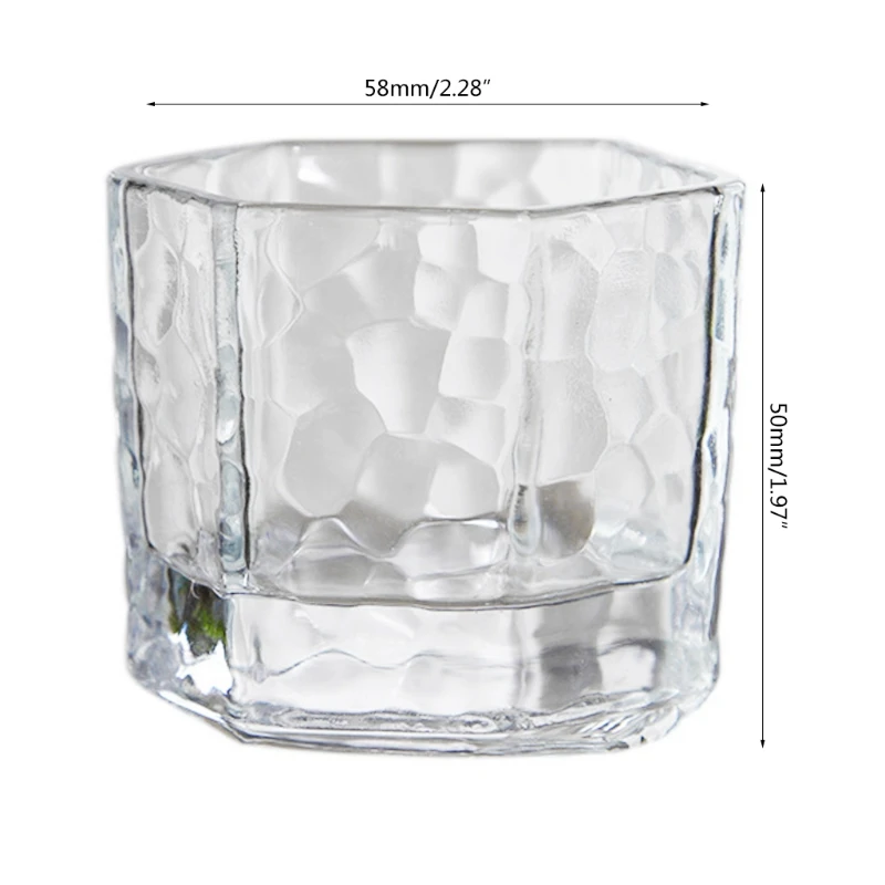 

634E 6 Pcs Clear Geometric Beer Glass Six-sided Wine Glass Cup Glassware Tumbler Set