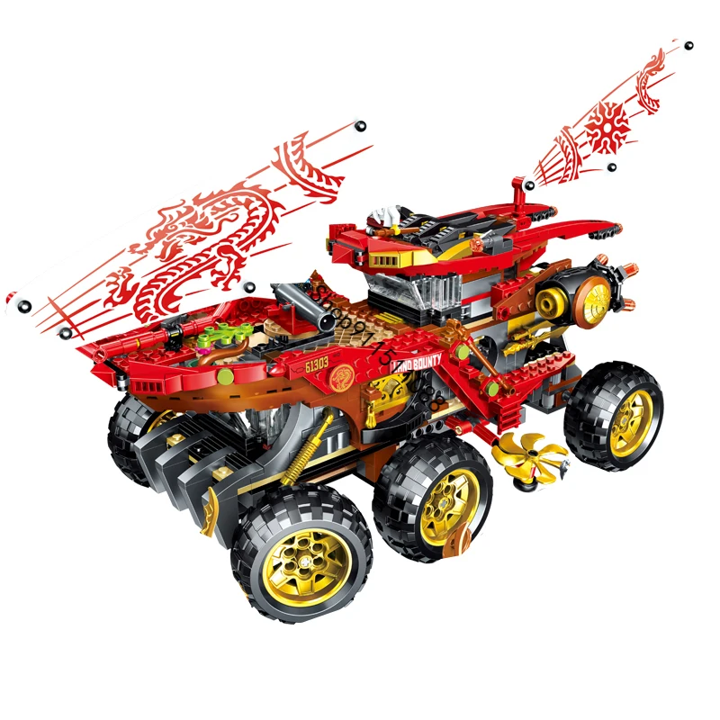 

New 858pcs Land Bounty Truck Model Building Blocks with Figures Compatible 70677 DIY Bricks Toys for Children