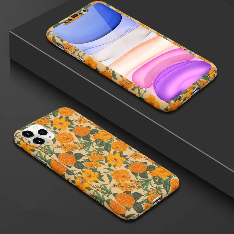 Модный 360 градусов полный корпус защитный чехол для телефона для iPhone 6 6S 7 8 Plus X XS Max XR Зеленый Кактус Жесткий PC задняя крышка Coque - Цвет: Style 15