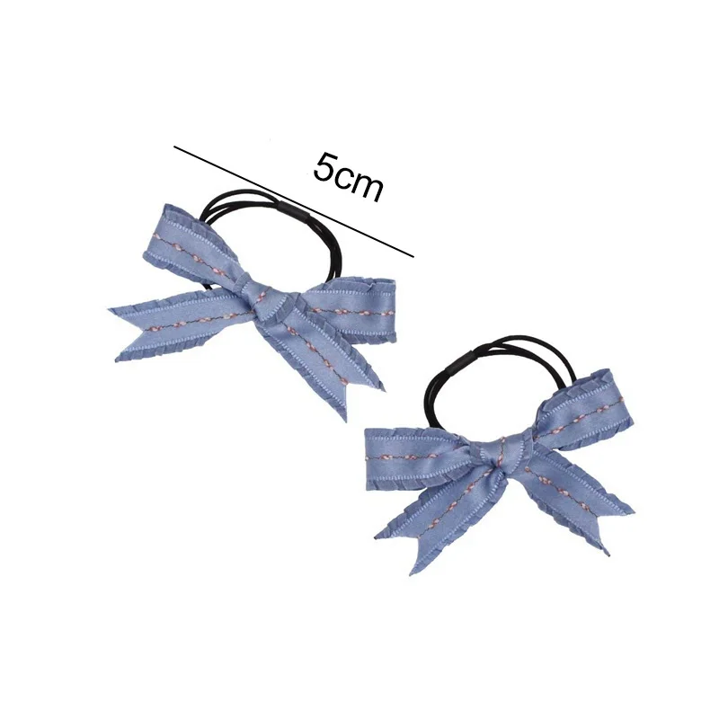 

2Pcs/Set High Elastic Hair Bands Solid Stretch Hair Ties Band For Women Girls Ponytail Holder Hair Rope Hair Accessories Bowknot