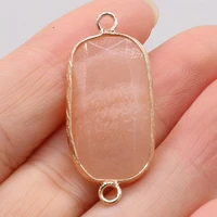 natural stone gem pink aventurine rectangular connect crafts diy necklace bracelet earrings jewelry accessories gift making
