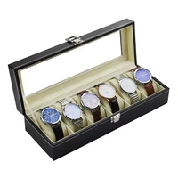 6 bit black pu watch box flip display watch inbox wooden watch box packaging bags for business jewelry organizer
