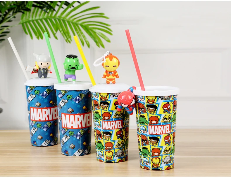 Disney Marvel Aavengers Человек-паук 2 фигурки чашки с картинками из мультфильмов игрушки Marvel Человек-паук чашка для воды попкорн игрушка с бочкой для детей Funs