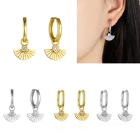 sipengjel punk u shape hoop earrings geometric scallop pendant drop earrings for women prevent allergy jewelry 2021