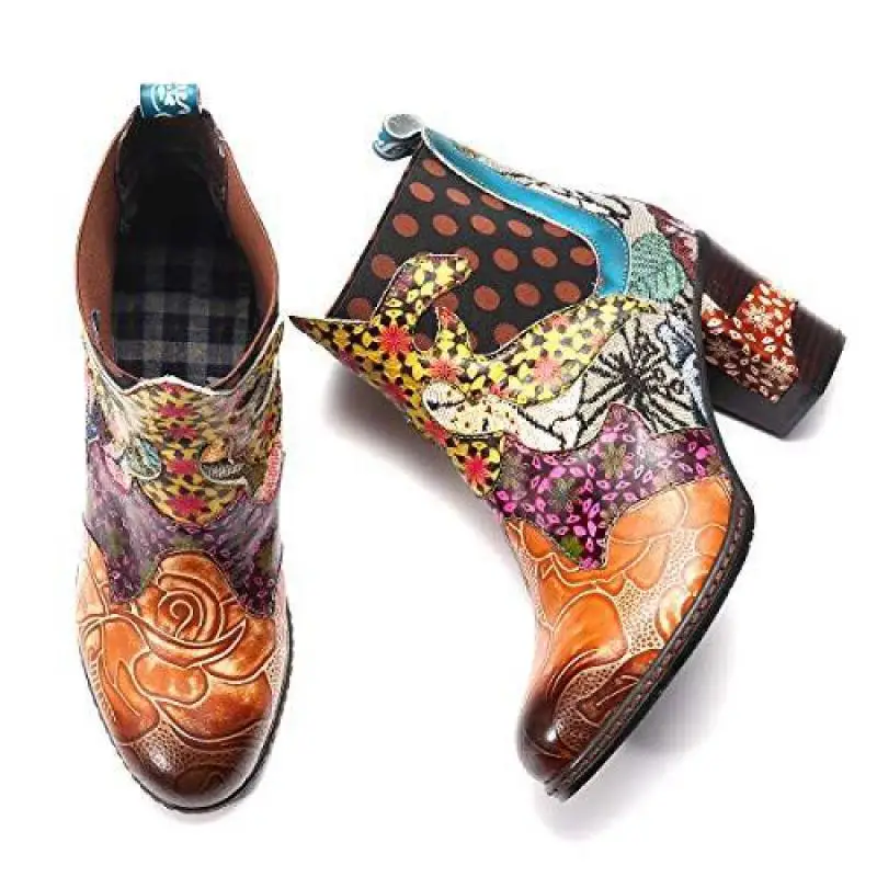 

2021 New Autumn Winter Genuine Leather Retro Square Toe Zipper Ankle Boots Square Heel All Match Women Shoes Size 35-39 Women Wi