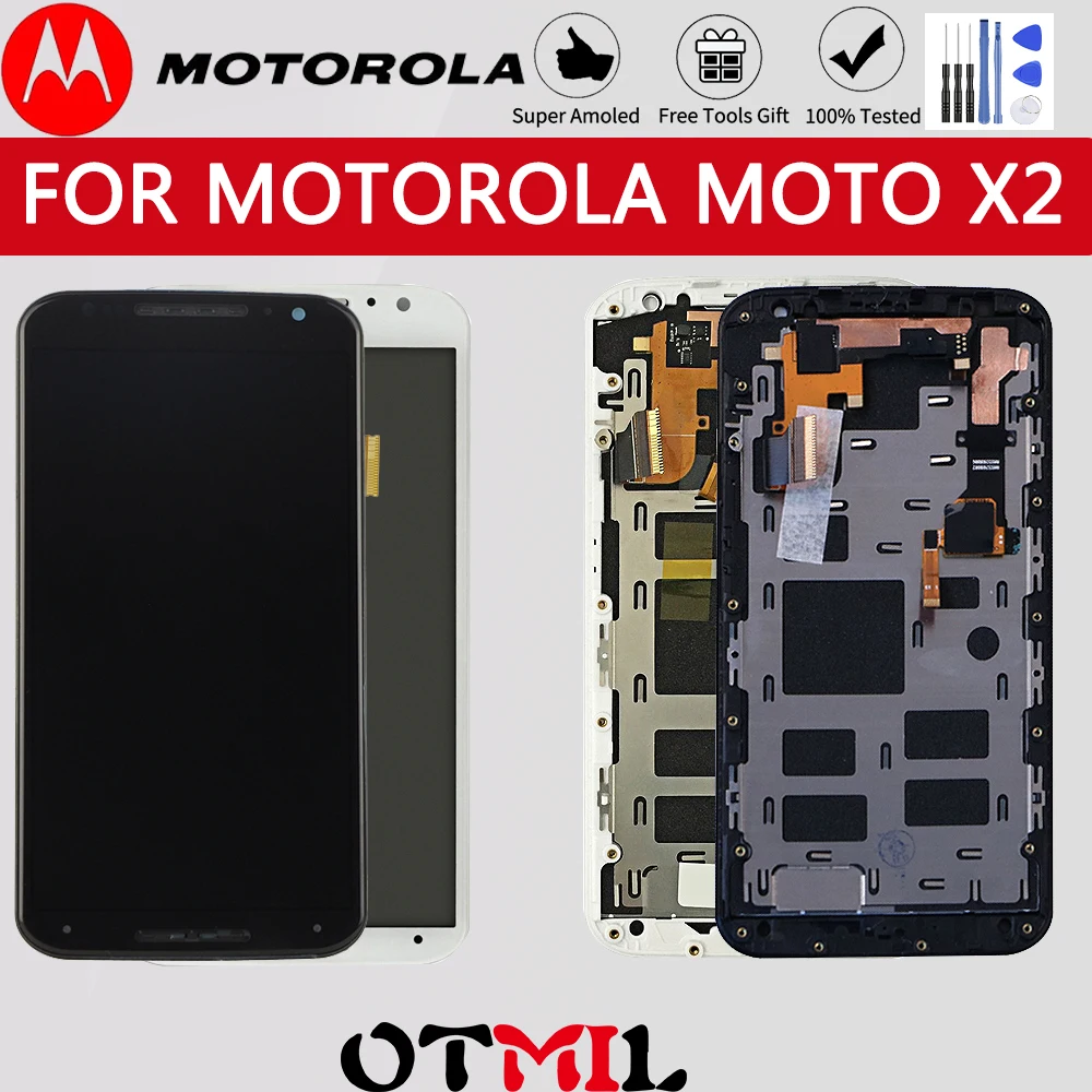 Для Motorola MOTO X2 XT1092 XT1096 XT1097 ЖК-дисплей сенсорный экран с рамкой дигитайзер сборка для Moto X 2 lcd