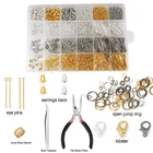 Набор инструментов для изготовления ювелирных изделий, золотистыеСеребристые смешанные коробки, открытые кольца, серьги, крючок, фурнитура для ювелирных изделий, Набор Бусин