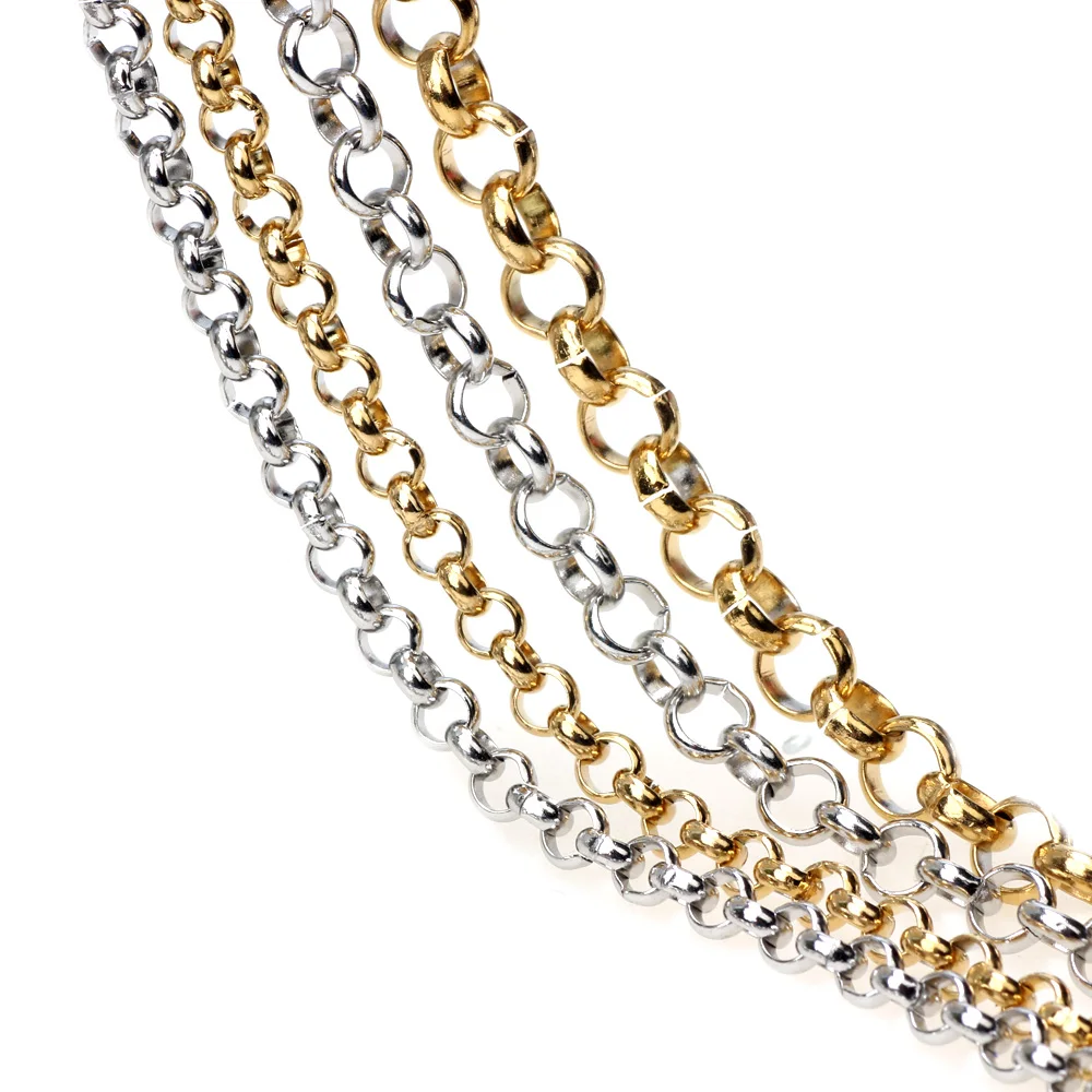 

4/6mm 2M/LOT Mens and Women “O” Chain Fashion Gold Tone Stainless Steel Round Necklace/Bracelet Top Quality Jewelry Making