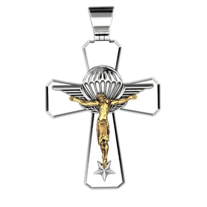 

New Classic Popular Retro Religion Jesus Cross Two-color Necklace Unisex Fashion Holiday Commemorative Gift Pendant Wholesale