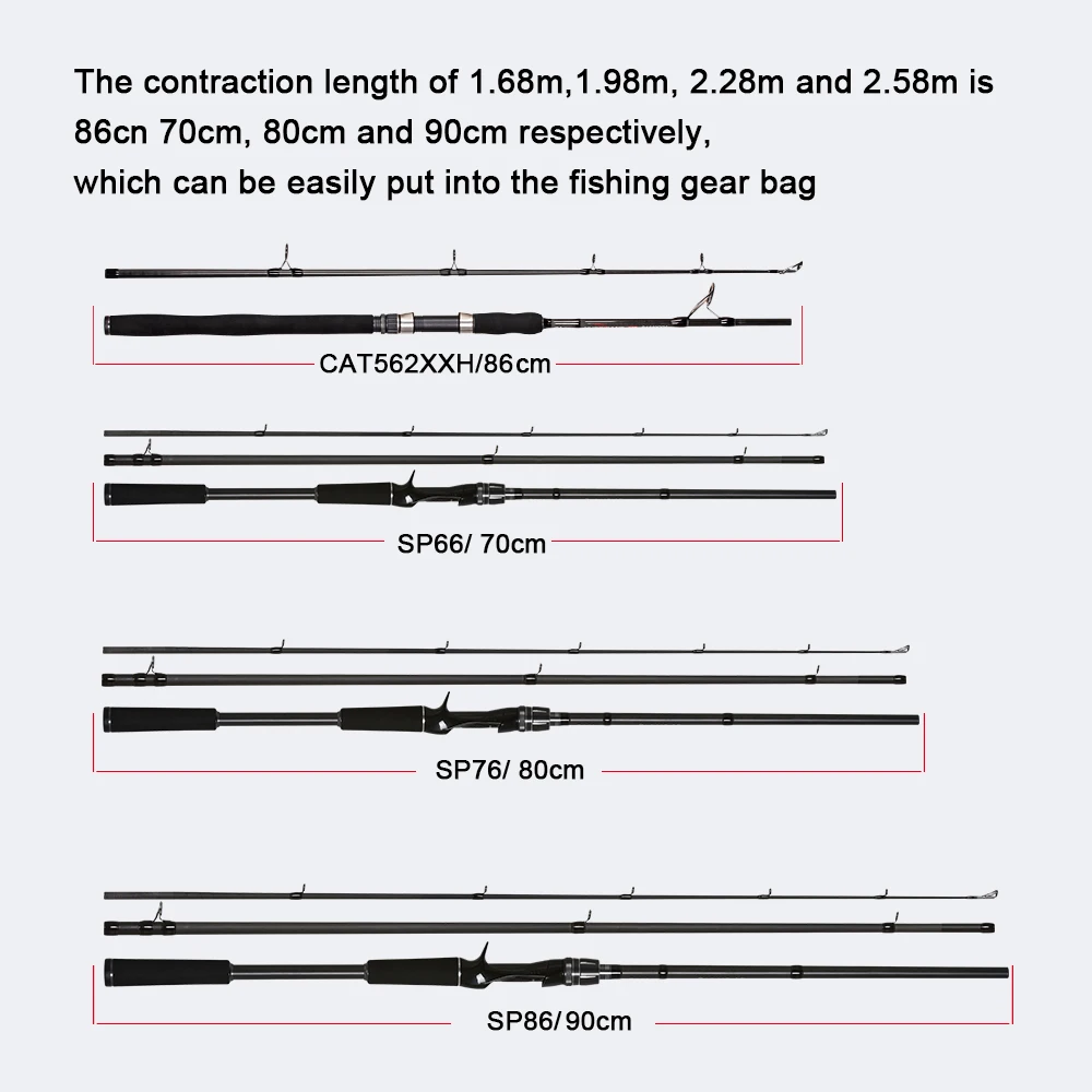 

Spurs 1.98/2.28/ 2.58m 3 Section Baitcasting Fishing Rod Travel Ultra Light Casting Spinning Boat Lure 7g-55g M/Ml/Mh Rod